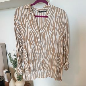 ZARA Animal Print Button Up Blouse. Perfect Condition. Size L